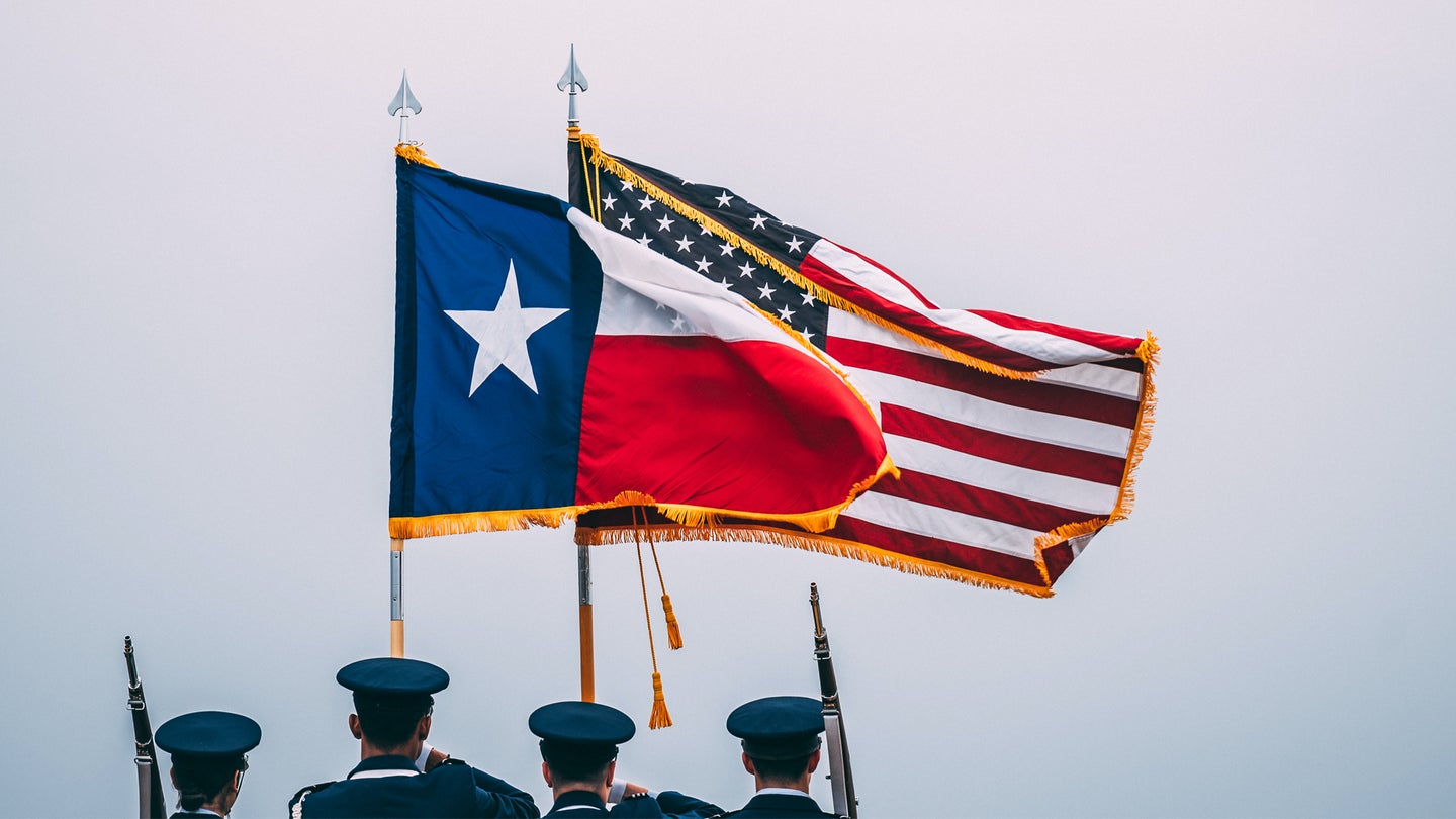 ROTC Cadets Texas Flag