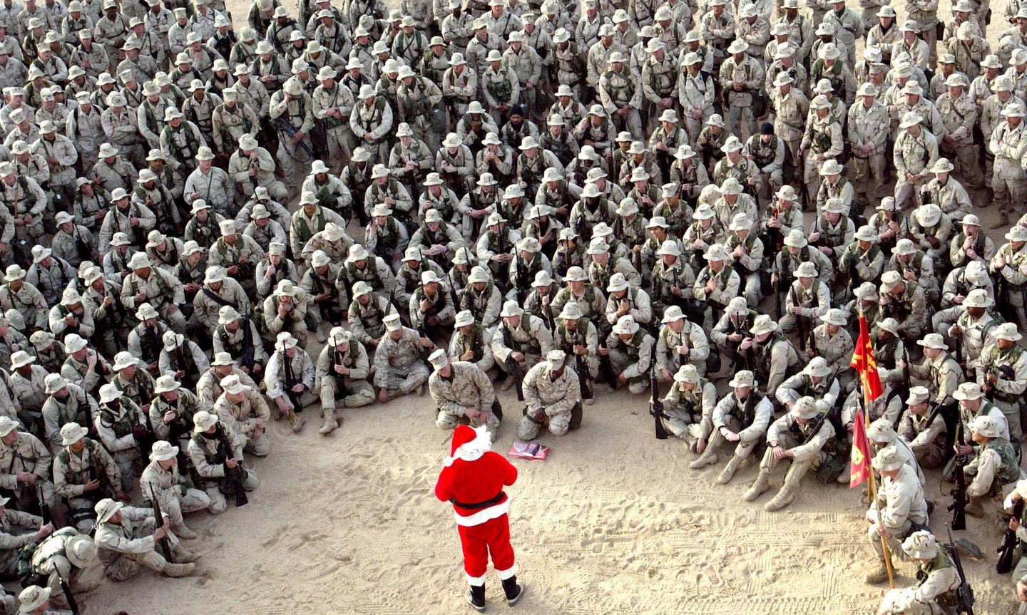 santa claus talking to us troops