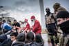 ZAKHO, DUHOK GOVERNORATE, IRAQ - 2018/12/31: Armed military police deployed to keep order when Santa give out present to the local children in the town of Zakho in Kurdistan Iraq. (Photo by Geovien So/SOPA Images/LightRocket via Getty Images)