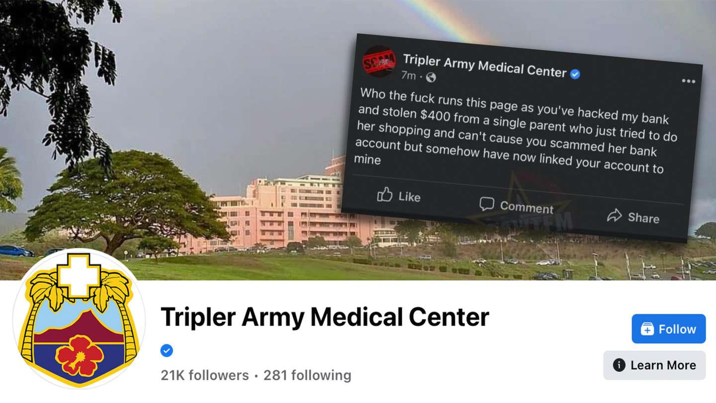 Tripler Army Facebook page composite. Author.