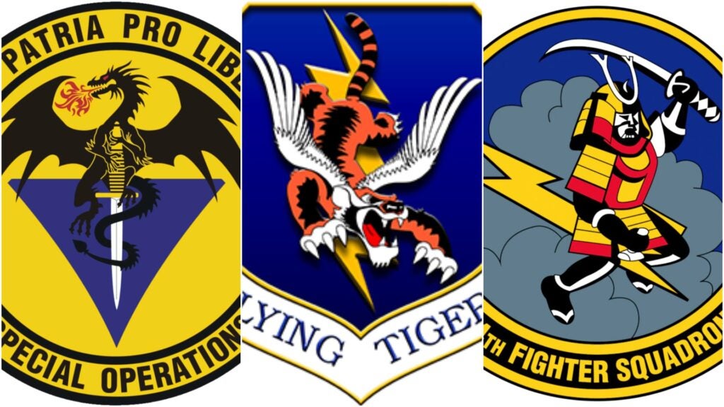 The emblems for the Air Force 3rd Special Operations Squadron, 23rd Fighter Group and 14th Fighter Squadron, respectively. (Task & Purpose photo illustration)