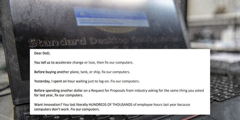 Viral letter begging the military to ‘fix our computers’ reaches Pentagon leaders