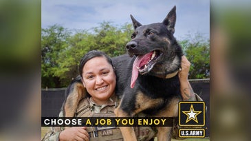 The Army used an airman and her working dog in a recruiting poster