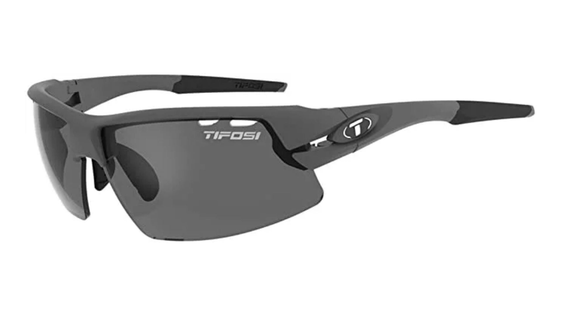 Tifosi Jet Sunglasses White/Gunmetal Frame Smoke Lenses Sports Eyewear 