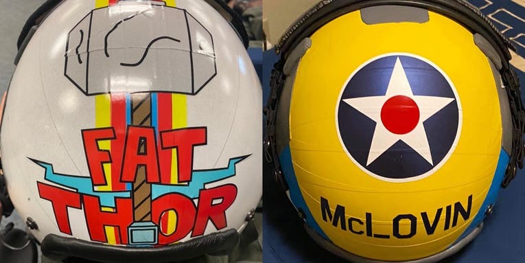 ‘McLovin’ and ‘Fat Thor’ — Air Force pilot brings goofy callsigns to life with custom helmet decals
