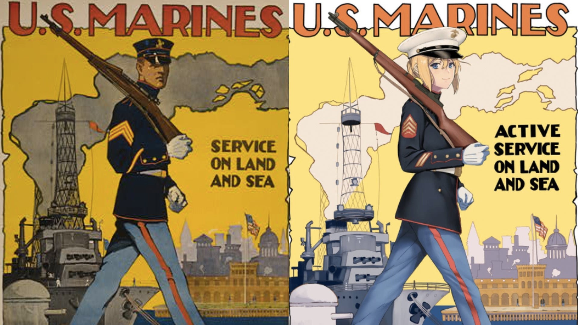 A US Marine's anime-style recruitment posters have gone viral