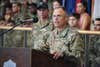 The 7th Army Training Command (7th ATC) Commander Brig. Gen. Christopher C. LaNeve, speaks during an air assault course graduation ceremony for U.S. Soldiers and Airmen assigned to various units from all over Europe at 7th ATC Tower Barracks, Grafenwoehr, Germany, Sept. 21, 2018. The course was conducted by an Army National Guard mobile training team from Fort Benning, Ga. (U.S. Army photo by Gertrud Zach)