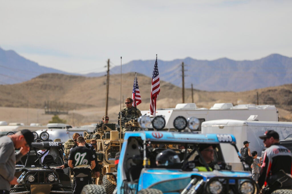 Green Berets with the 5th Special Forces Group (Airborne), line up their Ground Mobility Vehicle 1.1s for vehicle placement prior to racing in the Mint 400, March 06, 2020, in Primm, Nevada. (U.S. Army photo by Staff Sgt. Justin Moeller, 5th SFG(A) Public Affairs)