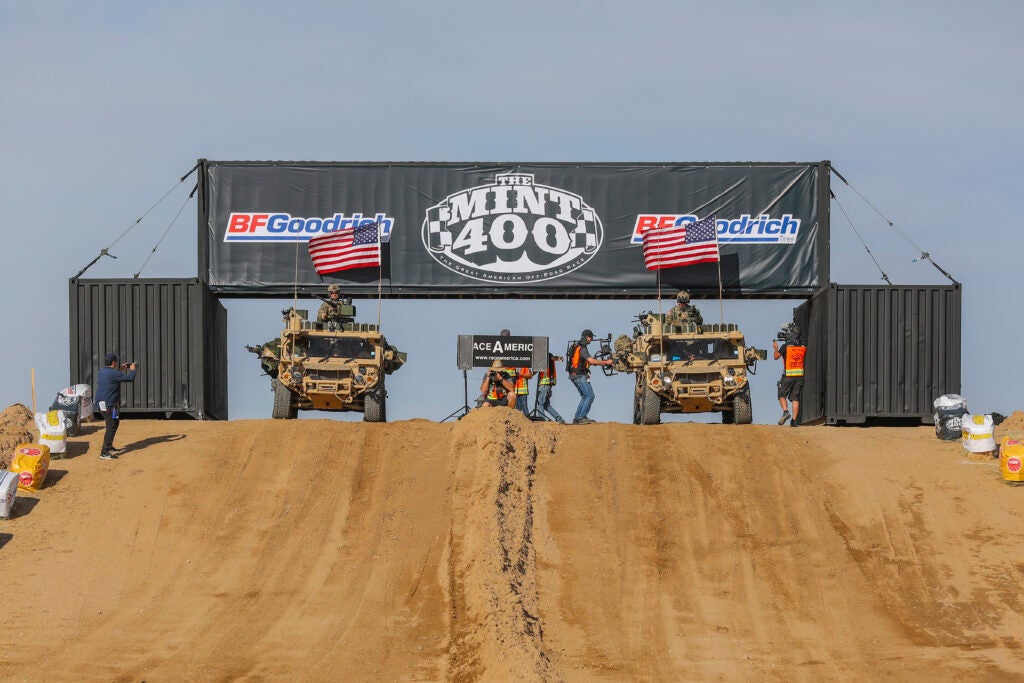 Green Berets with the 5th Special Forces Group (Airborne), move their Ground Mobility Vehicle 1.1s to the starting block as they get ready to race in the Mint 400, March 06, 2020, in Primm, Nevada. (U.S. Army photo by Staff Sgt. Justin Moeller, 5th SFG(A) Public Affairs)