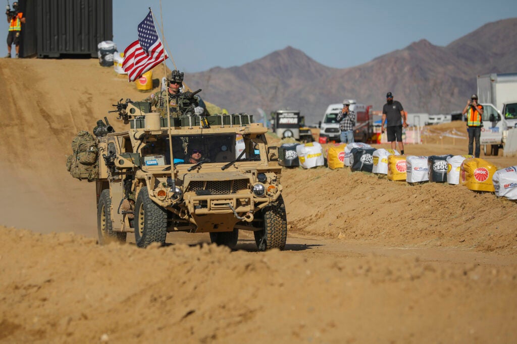 Green Berets with the 5th Special Forces Group (Airborne), accelerate their Ground Mobility Vehicle 1.1 as they start their first lap in the Mint 400, March 06, 2020, in Primm, Nevada. (U.S. Army photo by Staff Sgt. Justin Moeller, 5th SFG(A) Public Affairs)