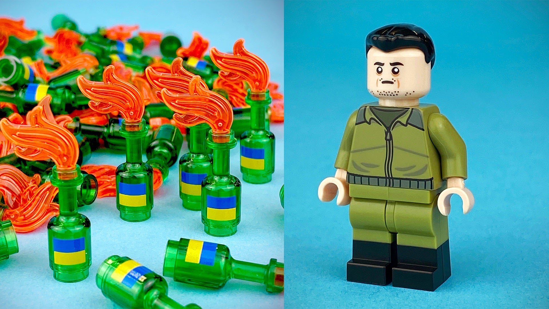 These Molotov cocktail Legos raised more than $16,000 for medical aid to Ukraine