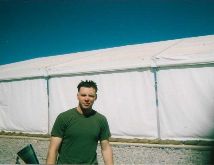Steve Wahle just before he shaved his head before heading out on his team’s first patrol in Kandahar, Afghanistan, in 2004. (Photo courtesy of the author.)
