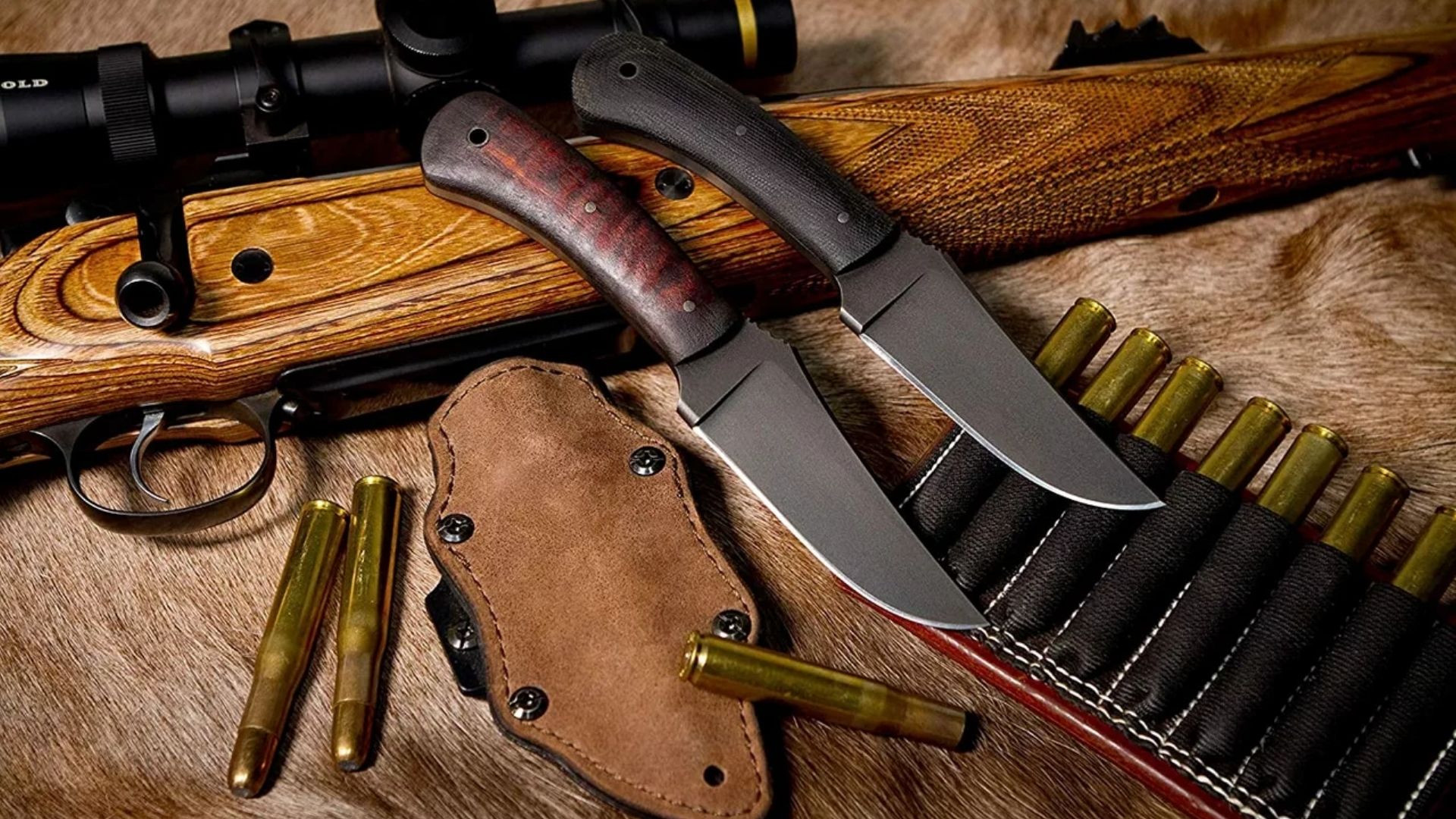 Maxam Fixed Blade Hunting Knife Set - 6 1/2 Inch Skinning Knife