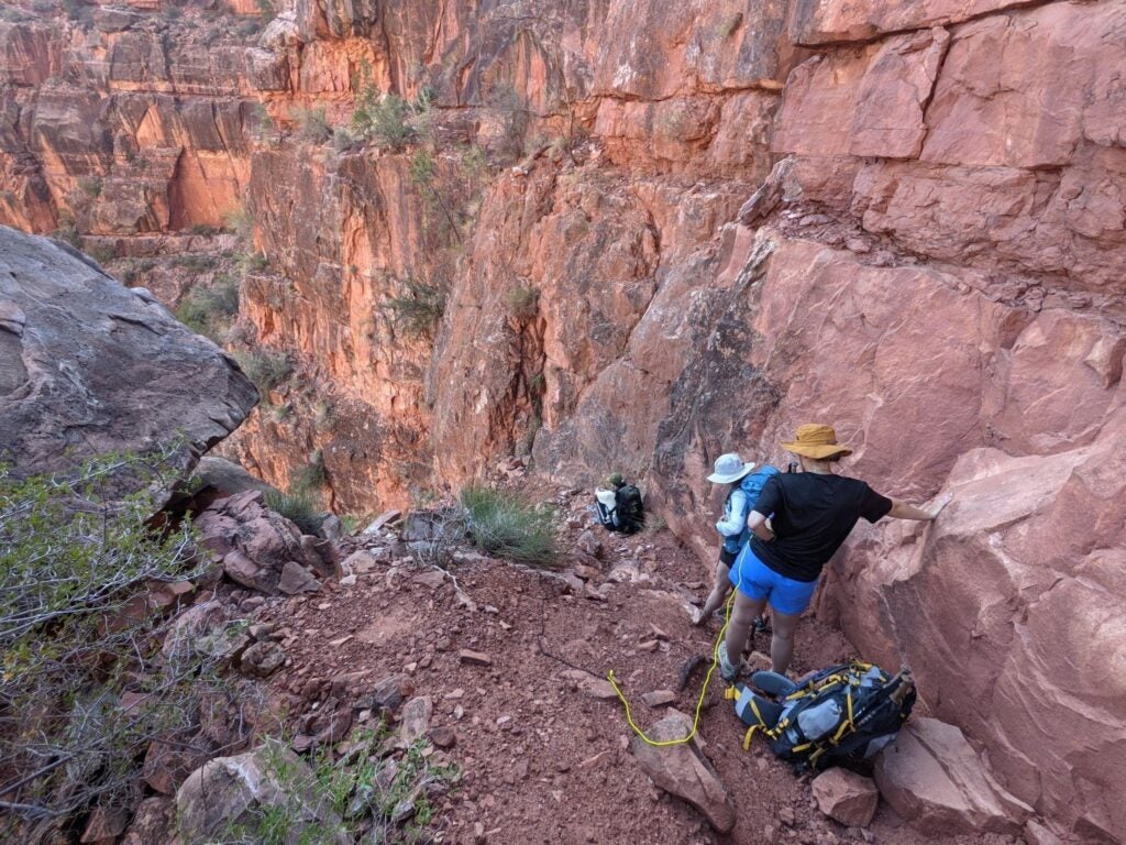The steep, washed out section of Boucher Trail that caused 2nd Lt. Aubrey Stuber and five others to become stranded during a backpacking trip through the Grand Canyon. (Courtesy photo by 2nd Lt. Aubrey Stuber)