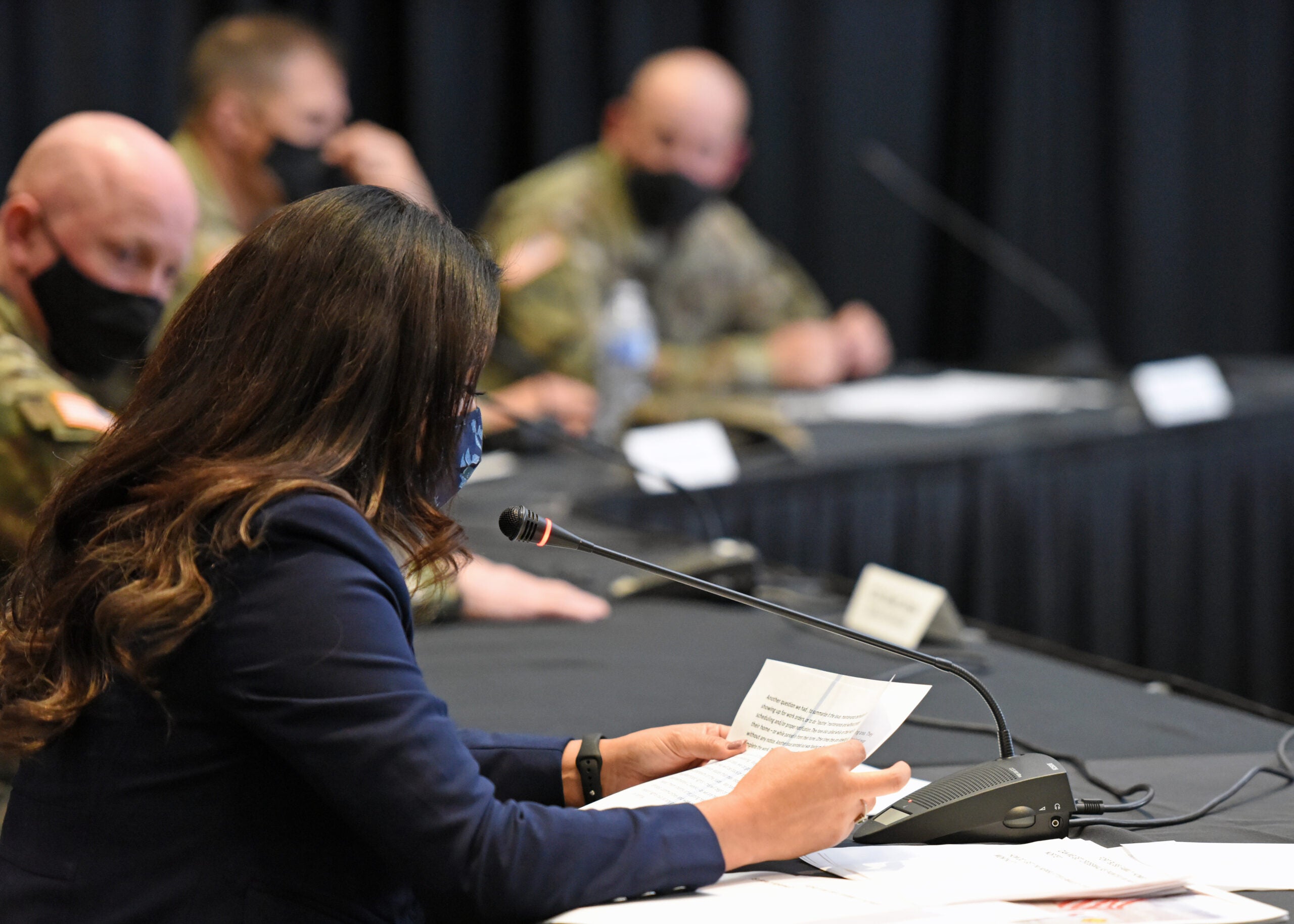 Jessica Holston, BBC community manager, addressed community questions and concerns submitted through the installation Facebook page during the quarterly town hall held Sept. 28, 2020, at Fort Bliss, Texas.