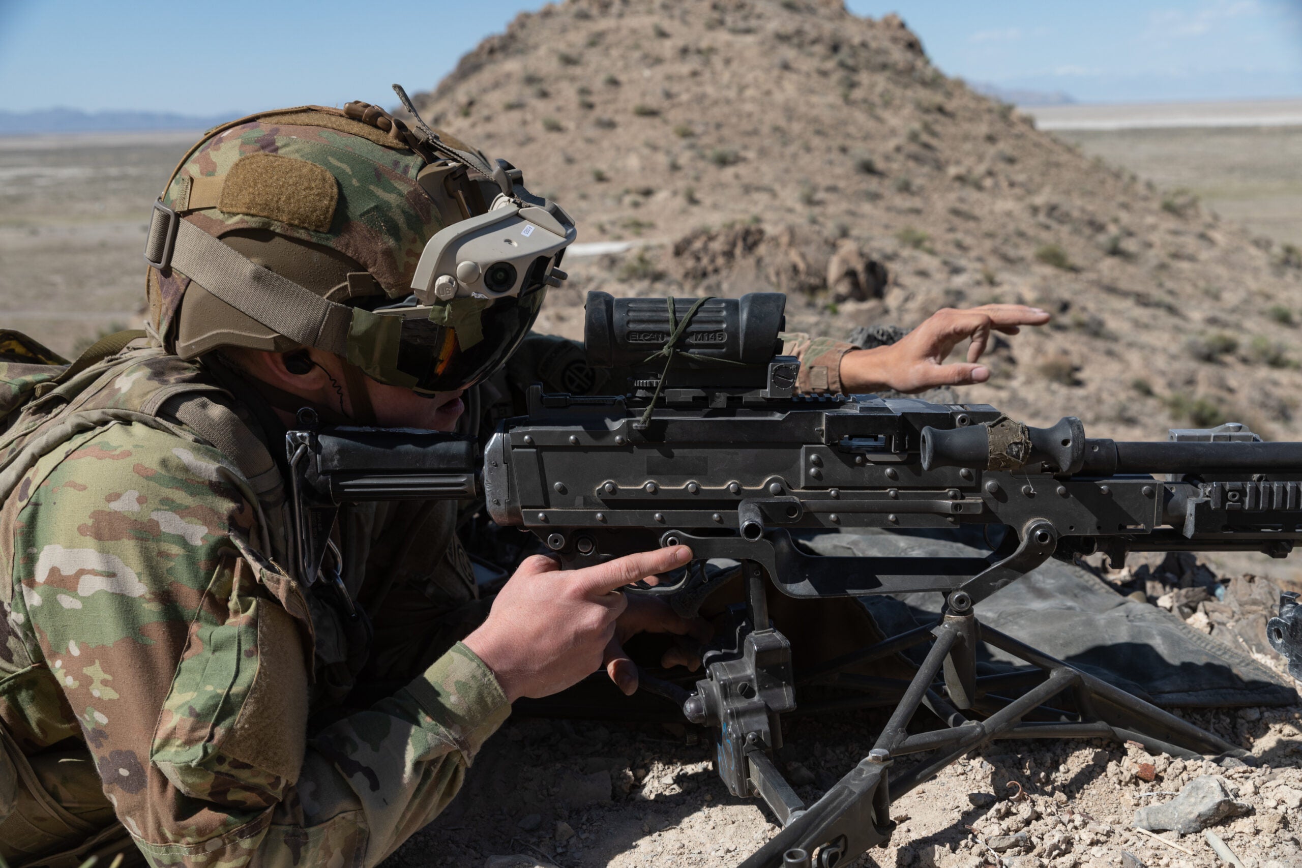 Paratroopers from the 82nd Airborne Division, 1st Battalion 508th Parachute Infantry Regiment, test the Integrated Visual Augmentation System (IVAS) during EDGE 21 at Dugway Proving Ground, Utah, May 2021.