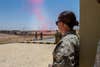 A U.S. Marine Corps Female Engagement Team (FET) member assigned to Special Purpose Marine Air-Ground Task Force – Crisis Response – Central Command, observes the Jordanian Armed Forces FET rehearse for the opening ceremony for the Women’s Military Training Center in Jordan, May 20, 2021. The FET is comprised of all-female volunteers who work specifically with women and partnered forces to build trust and beneficial relationships while respecting cultural boundaries and customs. (U.S. Marine Corps photo by Cpl. Alexandra Munoz)