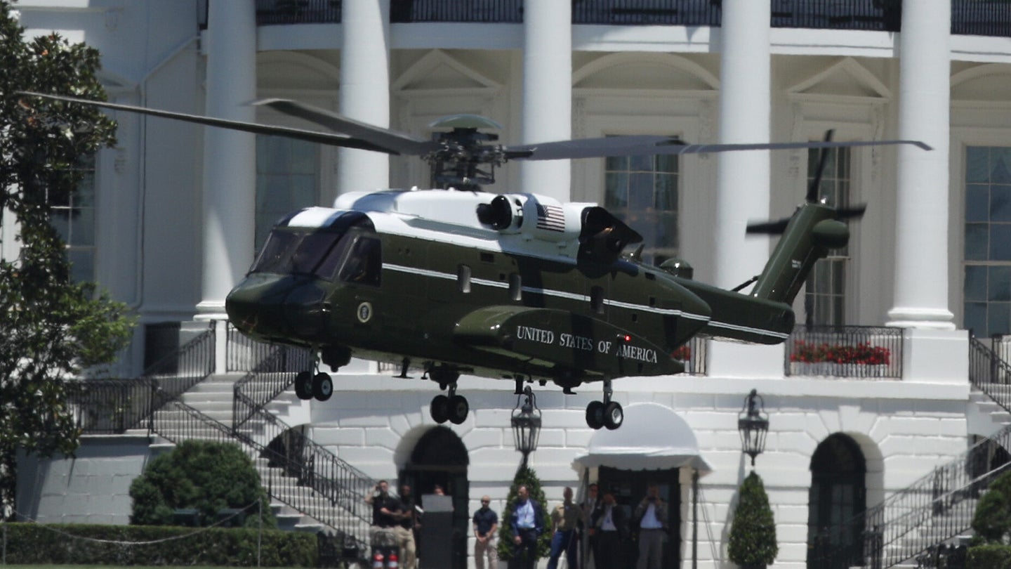 The Sikorsky VH-92 helicopter, which configured as the Marine One replacement, takes off from the South Lawn of the White House after a practice landing June 14, 2019 in Washington, DC. (Photo by Alex Wong/Getty Images)