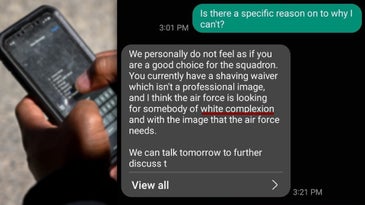 Air Force investigating racist text to airman saying he needed ‘white complexion’ for assignment