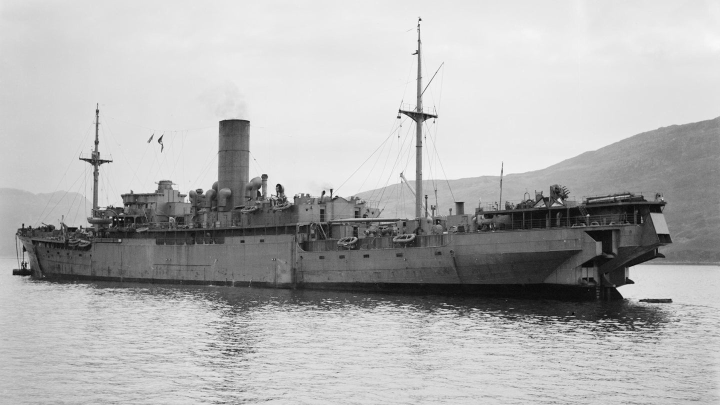 The HMS Menestheus anchored off the Scottish coast during World War 2. (Wikimedia Commons)