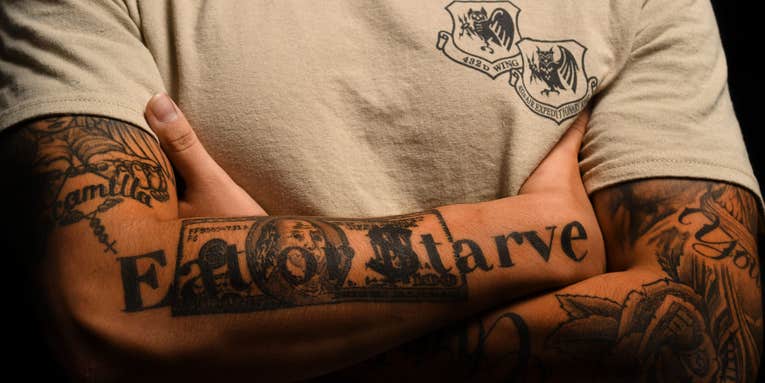No, tattoos in the military don’t count as ‘defacing government property’
