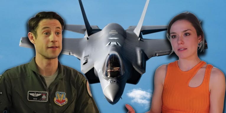 ‘Do you wish you were a real pilot?’ — Comedian grills her F-35 pilot fiancé in hilarious interview