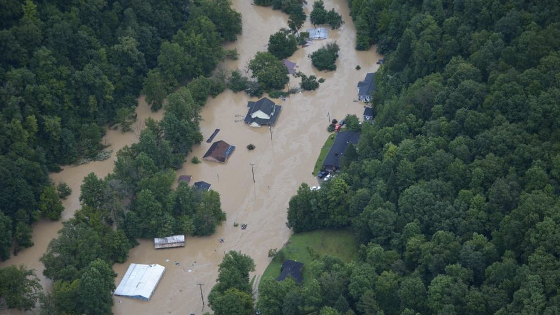 An aerial view of flooding in eastern Kentucky in late July, 2022. (Air Force courtesy photo)