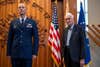 U.S. Air Force Lt. Col. Stein (left), 502nd Operations Support Squadron commander, prepares to present U.S. Army Air Corps 1st Lt. Gerald Teldon, retired, with the Air Medal for his honorable service as a pilot on July 29, 2022, at the Chabad Center for Jewish Life and Learning, San Antonio, Texas. Teldon, born in Bronx, N.Y., in 1924, joined the military in 1944. He completed 62 missions during WWII and the Korean War. Lt. Col. Andrew Stein, 502nd Operations Support Squadron commander, was the presiding officers. The awards presented to Teldon are as follows: the Air Medal; American Campaign Medal; European – African – Middle Eastern Campaign Medal; World War II Victory Medal; National Defense Medal; and the Distinguished Unit Citation. (U.S. Air Force photo by Sarayuth Pinthong)
