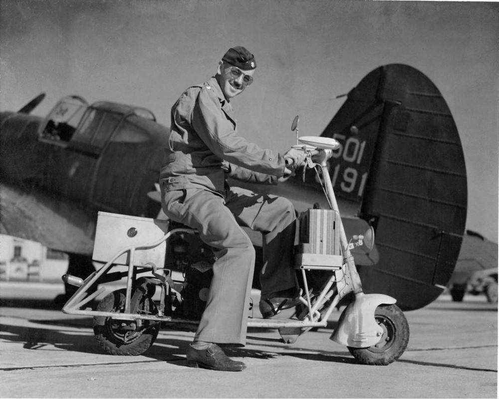 U.S. Air Force 1st Lt. Chad Chapman's great-grandfather, retired Lt. Col. William "Bill" Chapman poses in front of a P-36 Hawk. (U.S. Air Force courtesy photo)