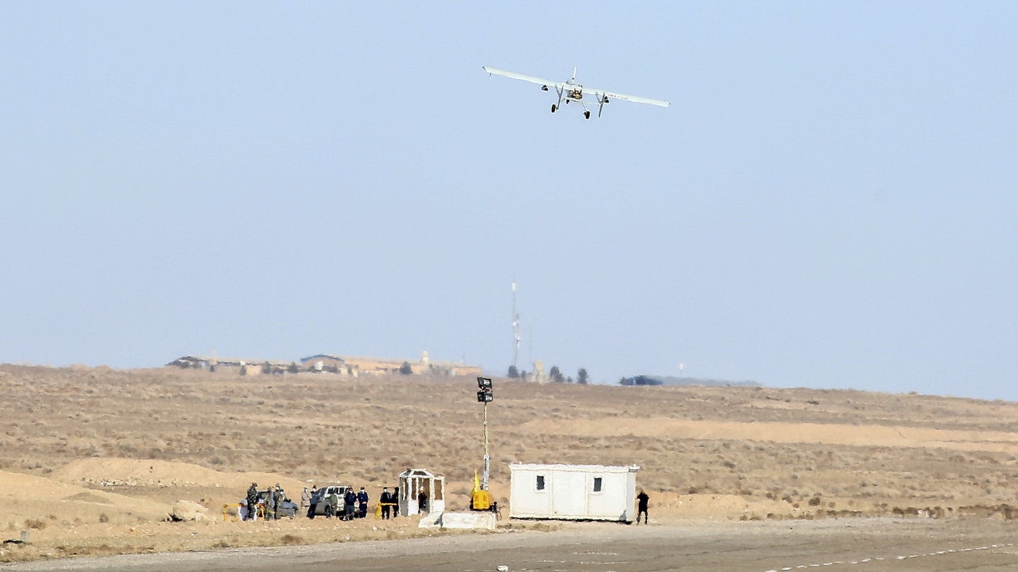 Unmanned aerial vehicles (UAV) drill held by Iranian army in Semnan, Iran on January 5, 2021. (Photo by Iranian Army/Handout/Anadolu Agency via Getty Images)