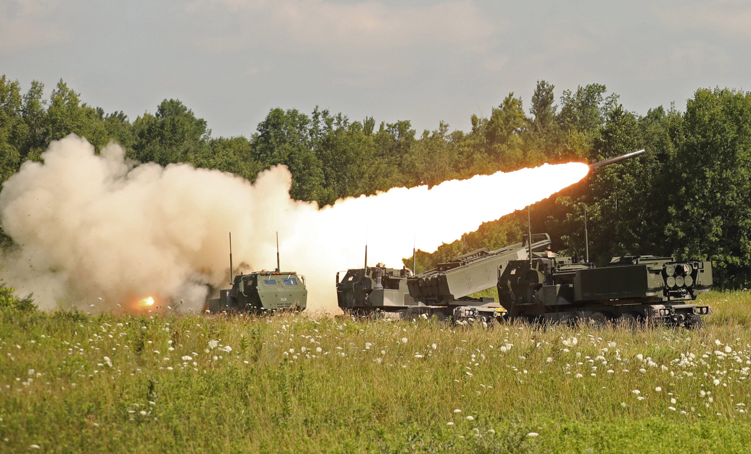 197 Field Artillery Regiment of New Hampshire fires rockets at Fort Drum in preparation for an upcoming deployment
