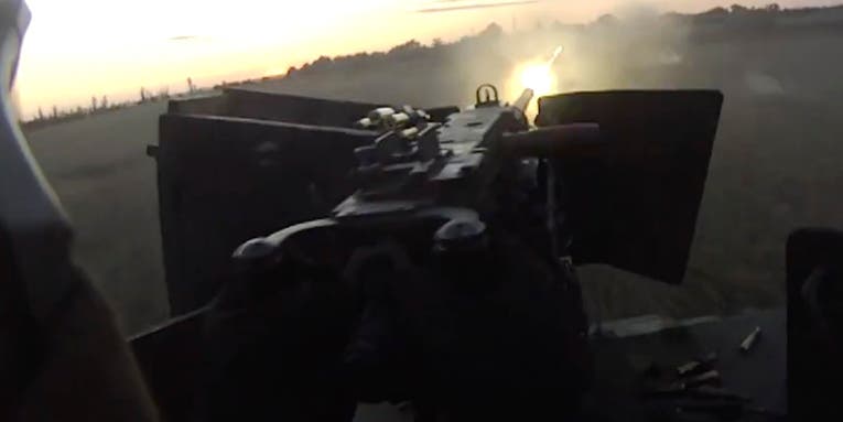 Humvee gunner in Ukraine runs out of .50 cal ammo, switches to rockets in viral video