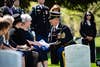 The U.S. flag is presented to Lucy Howe following military funeral honors with funeral escort for Howe's uncle, U.S. Army Sgt. Elwood M. Truslow, in Section 33 of Arlington National Cemetery, Arlington, Va., April 22, 2022.



From the Defense POW/MIA Accounting Agency (DPAA) press release:



In late 1950, Truslow was a member of Company L, 3rd Battalion, 31st Infantry Regiment, 7th Infantry Division. He was reported missing in action on Dec. 12, 1950, after his unit was attacked by enemy forces as they attempted to withdraw near the Chosin Reservoir, North Korea. Following the battle, his remains could not be recovered.



On July 27, 2018, following the summit between the U.S. President and the North Korean Supreme Leader in June 2018, North Korea turned over 55 boxes, purported to contain the remains of American service members killed during the Korean War. The remains arrived at Joint Base Pearl Harbor-Hickam, Hawaii on Aug. 1, 2018, and were subsequently accessioned into the DPAA laboratory for identification.



To identify Truslow’s remains, scientists from DPAA used anthropological analysis, as well as circumstantial evidence. Additionally, scientists from the Armed Forces Medical Examiner System used mitochondrial DNA (mtDNA), and autosomal DNA (auSTR) analysis.



Truslow was officially accounted for on June 7, 2021. Truslow’s niece, Lucy Howe, received the U.S. flag from his funeral service.



(U.S. Army photo by Elizabeth Fraser / Arlington National Cemetery / released)