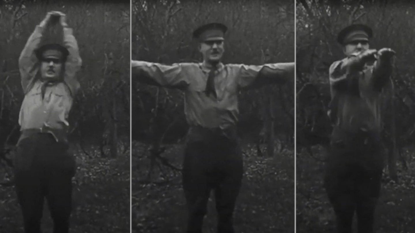 Screenshots of the "daily dozen" via footage from the National Archives.