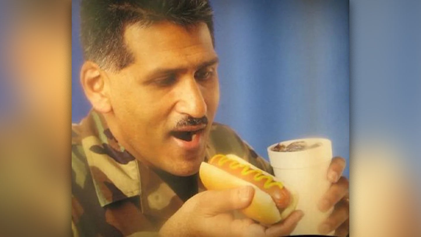 Then-Air Force Senior Msgt. Robin Williams as 'AAFES Hot Dog Guy'
