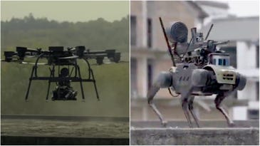 This video of a drone airdropping an armed robot dog is the stuff of dystopian nightmares