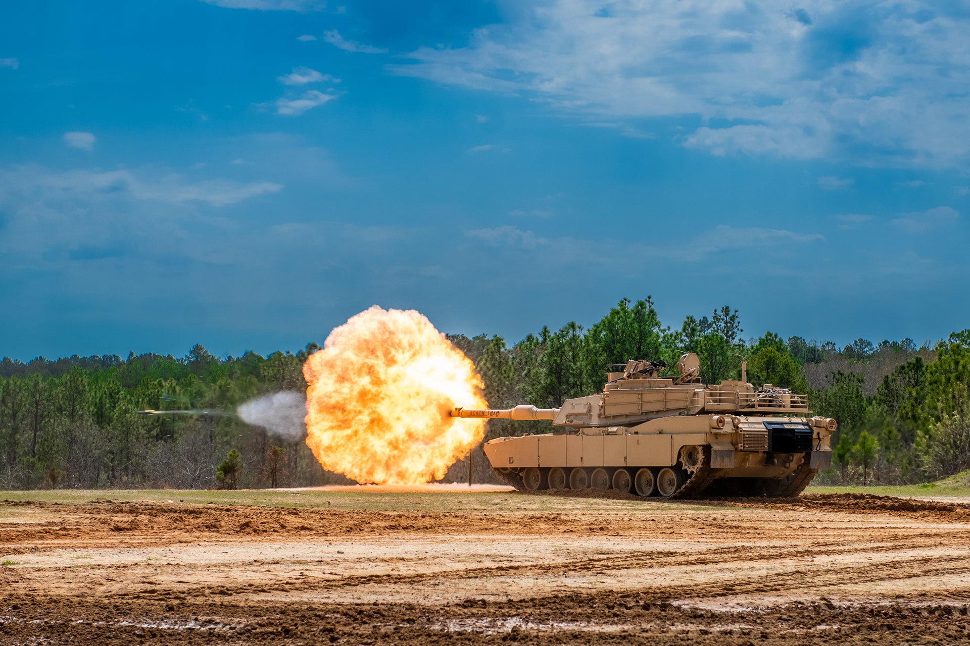 Soldiers assigned to the 316th Cavalry Brigade conduct a HOTEX Live Fire demonstration for African Land Forces Summit attendees March 24, 2022, at Red Cloud Range, Fort Benning, Georgia. (Patrick A. Albright/U.S. Army)