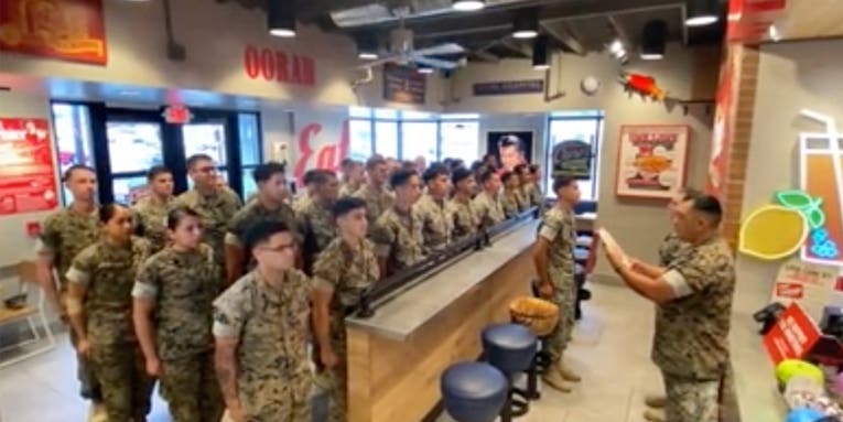 We salute the Marine who got promoted at a fried chicken restaurant on base