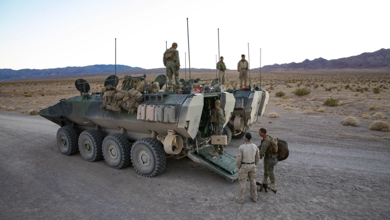 The 1st Marine Division training with the assault combat vehicles in Twentynine Palms, CA. (Photo by Sgt. Courtney G. White/U.S. Marine Corps) 