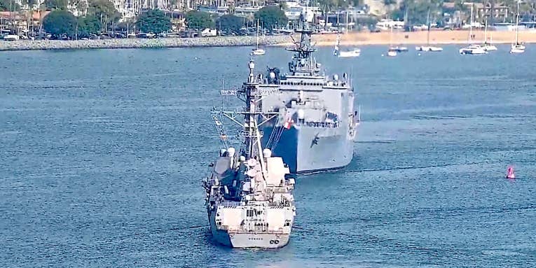 Watch 2 Navy warships experience a near miss in San Diego’s harbor