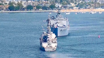 Watch 2 Navy warships experience a near miss in San Diego’s harbor