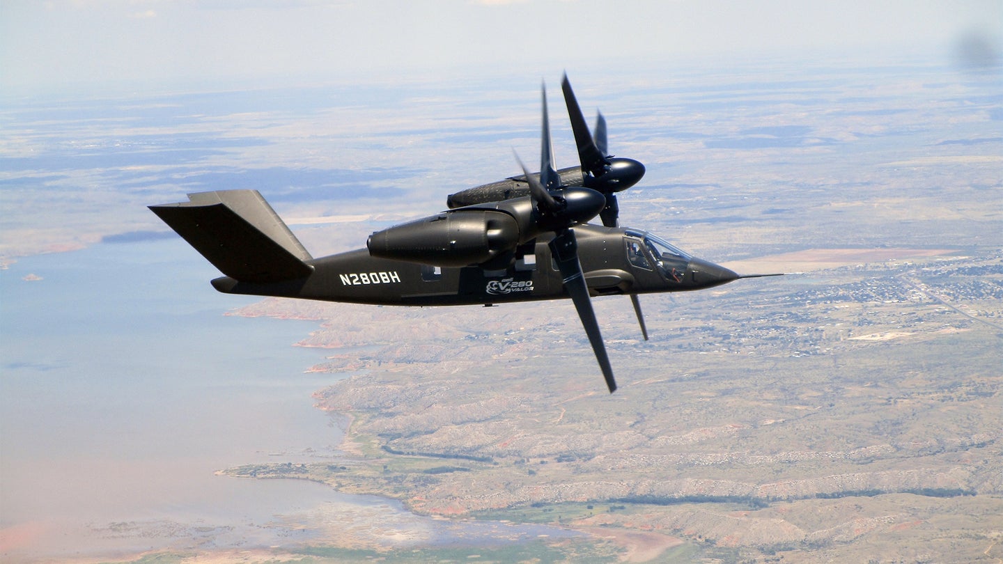 The Bell V-280 Valor during flight testing over Amarillo, Texas in 2018. (Photo courtesy of Bell)