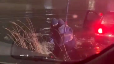 Video captures the moment a Marine vet ran into a frigid pond to save 2 people [Updated]