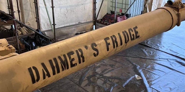 An Army tank crew appears to have named their M1 Abrams ‘Dahmer’s Fridge’