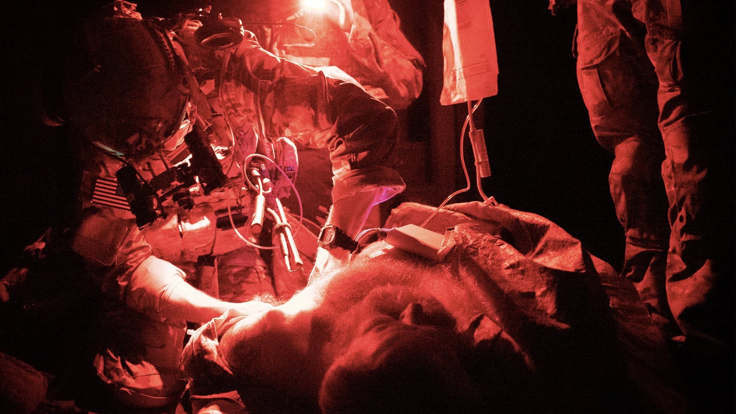 A U.S. Army Ranger Combat Medic conducts routine medical training during 2nd Battalion, 75th Ranger Regiment's task force training August 2019. (U.S. Army).