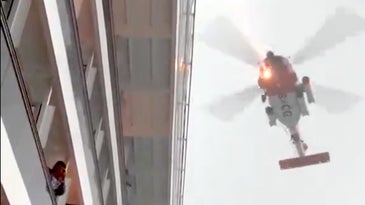 Video shows Coast Guard helicopter narrowly avoiding crashing during rescue at sea