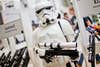 A life-sized doll depicting a storm trooper of the 'Star Wars' films holds a telescopic sight of 'Schmidt und Bender' in its hands at the hunting and sporting gun fair IWA OutdoorClassics in Nuremberg, Germany, 6 March 2015. Photo:  Daniel Karmann/dpa | usage worldwide   (Photo by Daniel Karmann/picture alliance via Getty Images)