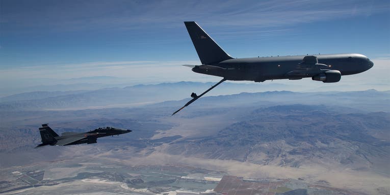 Air Force tankers are flying over all 50 states to mark a century of aerial refueling