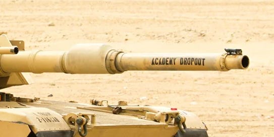 We salute the Army crew that named their tank ‘Academy Dropout’
