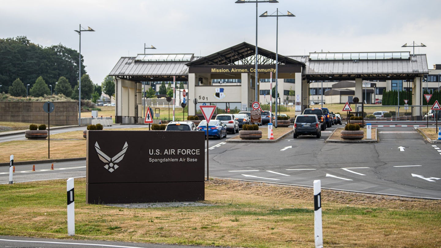 The gate at U.S. Air Force Spangdahlem Air Base in Germany. (Photo by Lukas Schulze/Getty Images)